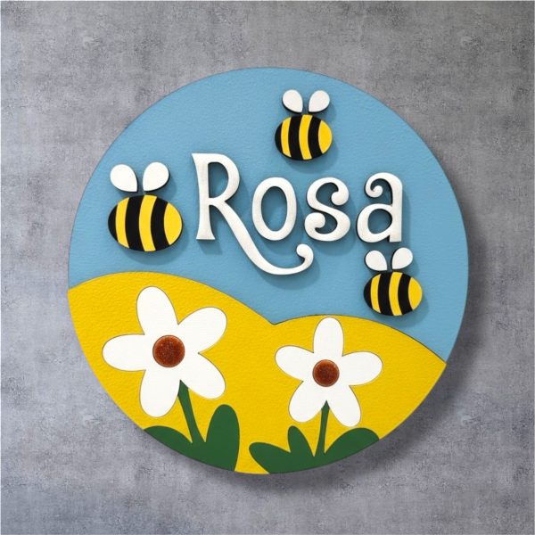 Cartel abejas flores fondo mármol “Abejas”